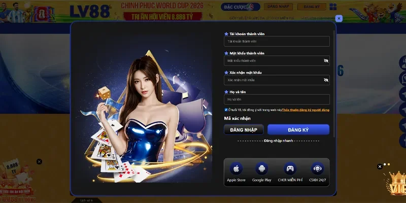 Điền đầy đủ thông tin cá nhân vào Form đăng ký LV88