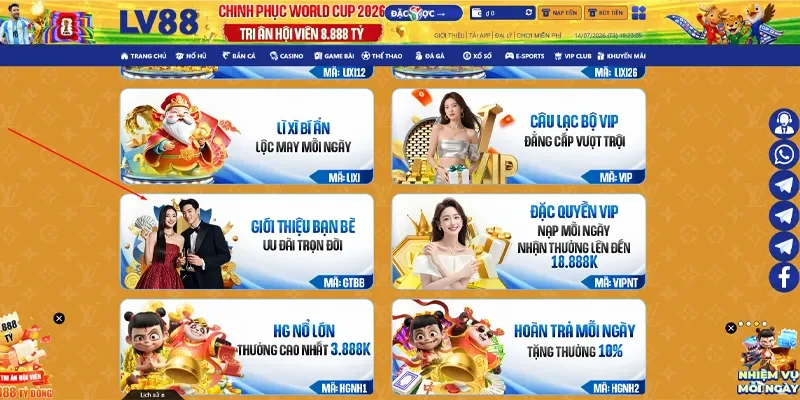 Giới thiệu LV88 cho bạn bè nhận 4 mức hoa hồng