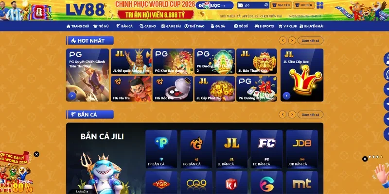 Lựa chọn sảnh game bạn yêu thích tại LV88